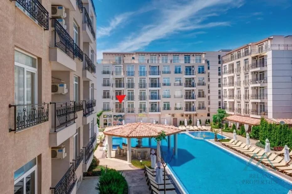 Veľký 48m2 apartmán s výhľadom na bazén v komplexe Dawn Park, Slnečné pobrežie. - foto 19