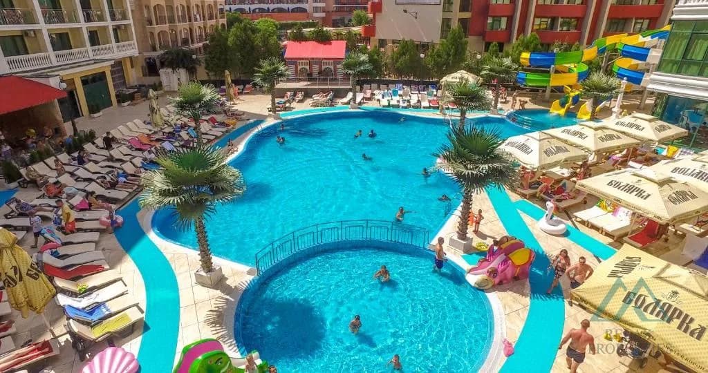 Veľký štúdiový apartmán v prvej línii s výhľadom na bazén, 4* Planeta hotel and aquapark, 50m od mora, Slnečné Pobrežie, Bulharsko - foto 21